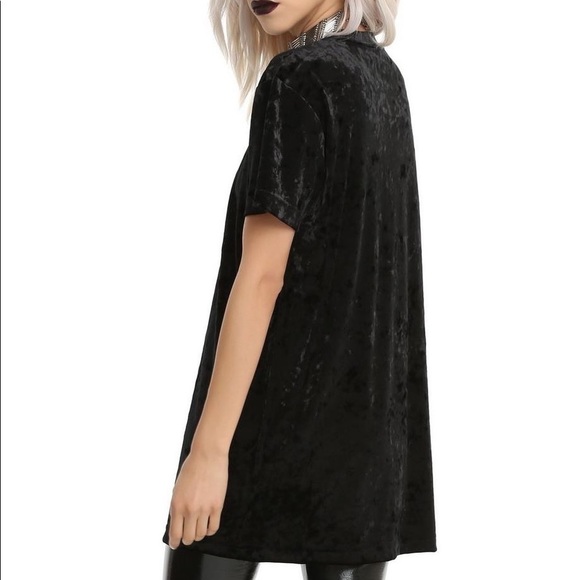 Hot Topic Goth Emo Crushed Black Velvet Tunic Top Dress L NWT - Picture 1 of 4